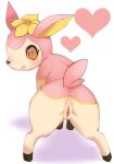  &lt;3 &lt;3_eyes 2018 all_fours anus blush butt cervine deerling edit female feral hi_res hooves looking_at_viewer looking_back mammal nintendo onikuman open_mouth open_smile pok&eacute;mon pok&eacute;mon_(species) presenting presenting_hindquarters pussy rear_view simple_background smile solo spring_deerling video_games white_background 