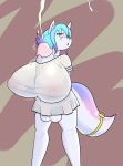  anthro autotitfuck balls big_breasts big_penis blue_hair bow breasts canine clothed clothing cum cum_on_face cum_on_self cum_on_shirt cumshot dickgirl ejaculation erection freepancakes fur hair huge_breasts huge_penis intersex mammal masturbation multicolored_hair nipple_bulge orgasm penis purple_hair skirt solo white_fur yellow_eyes 