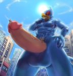  anthro avian bird canine cock_vore erection falco_lombardi fox fox_mccloud grin low-angle_view macro male mammal nintendo penis precum smile soina star_fox video_games vore wolf wolf_o&#039;donnell 