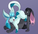  2018 ambiguous_gender anthro anthro_on_feral ass_up bestiality black_fur blue_fur cunnilingus duo ear_piercing eeveelution female female/ambiguous feral fur glaceon lagomorph licking mammal nintendo open_mouth oral piercing pink_nose pok&eacute;mon pok&eacute;mon_(species) purple_background rabbit sex simple_background slimefur tongue tongue_out vaginal video_games 