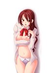  bad_id bad_pixiv_id bow breasts brown_hair kirijou_mitsuru large_breasts long_hair navel oohiro_saki open_clothes open_shirt panties persona persona_3 shirt solo underwear 