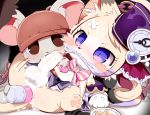  anal anal_masturbation anthro balls blush cat cat_busters chrona_(cat_busters) clothed clothing crossdressing cum cum_on_self cum_while_penetrated dagasi fangs feline hat kemono male mammal masturbation mouse orgasm penetration penis purple_eyes rodent simple_background 