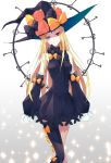  abigail_williams_(fate/grand_order) absurdres adapted_costume bad_id bad_pixiv_id bangs bare_shoulders black_bow black_dress black_hat blonde_hair blue_eyes blush bow breasts commentary_request detached_sleeves dress eyebrows_visible_through_hair fate/grand_order fate_(series) ginong gradient gradient_background grey_background hair_bow hat heart heterochromia highres key keychain long_hair long_sleeves looking_at_viewer medium_breasts orange_bow parted_bangs polka_dot polka_dot_bow puffy_long_sleeves puffy_sleeves red_eyes single_thighhigh sleeves_past_fingers sleeves_past_wrists smile solo standing stuffed_animal stuffed_toy teddy_bear thighhighs white_background 