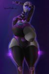  absurd_res alien big_breasts breasts clothing fan_character female hi_res huge_breasts humanoid invalid_color legwear makeup mouthless not_furry simple_background solo stockings tagme wide_hips ximema 