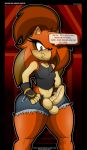  absurd_res anthro big_butt big_penis booty_shorts butt clothed clothing crossdressing daestra_the_hedgehog damian_hodge english_text erection fan_character foreskin girly gloves hedgehog hi_res huge_butt huge_hips male mammal penis piercing solo text uncut wide_hips 