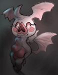  &lt;3_nose :3 anthro bat big_nose blush_sticker breasts butt_wings exotic_pupils eyelashes fangs featureless_breasts female fur guide_lines head_tuft head_wings heartthrob_cafe hi_res high-angle_view irootie leaf-nosed_bat long_eyelashes looking_at_viewer looking_up mammal multicolored_fur navel pink_eyes pink_fur pink_nose smile solo symbol-shaped_pupils venus_(irootie) white_fur white_pupils wings 
