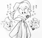  &quot;honest&quot;_john_foulfellow 2018 anthro black_nose br&#039;er_fox canine clothed clothing disney fox fur hat hi_res japanese_text male mammal monochrome pinocchio robin_hood robin_hood_(disney) simple_background sketch song_of_the_south text uochandayo white_background 
