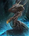  2018 black_scales blue_eyes detailed_background digital_media_(artwork) dragon eyelashes horn membranous_wings scales telleryspyro wings wyvern 