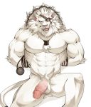  anus balls bound butt chung0_0 colored cum cum_in_ass cum_inside erection feline league_of_legends lion looking_at_viewer male mammal nude penis rengar_(lol) riot_games simple_background solo video_games white_background 