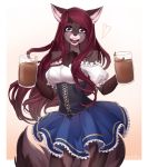  &lt;3 2018 anthro bar_maid cat clothed clothing corset dress feline fluffy fluffy_tail fully_clothed hair iwbitu lingerie long_hair looking_at_viewer mammal open_mouth smile 
