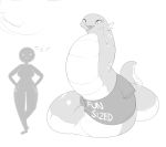  bulumble-bee clothing feathers height_chart humanoid hybrid reptile scalie shirt slightly_chubby snake solo t-shirt tongue tongue_out 