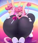  2018 absurd_res animate_inanimate big_butt boon_(vimhomeless) butt candy duo equine eyelashes eyeshadow female food hi_res horn huge_butt lipstick lollipop looking_back makeup mammal puppet solo thick_thighs tongue tongue_out unicorn vimhomeless voluptuous wide_hips 