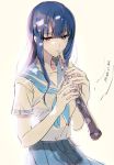  blue_hair commentary hattori_masahiko hibike!_euphonium instrument long_hair oboe school_uniform serafuku sketch solo yoroizuka_mizore 
