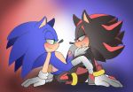  abstract_background all_fours anal anal_penetration angelofhapiness anthro clothing duo erection eye_contact footwear gloves green_eyes half-closed_eyes hedgehog male male/male mammal penetration penis red_eyes sex shadow_the_hedgehog shoes sitting smile sonic_(series) sonic_the_hedgehog 