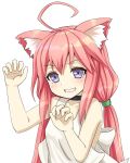  ahoge animal_ear_fluff animal_ears arm_up bangs bare_shoulders black_choker blue_eyes blush breasts cat_ears choker claw_pose collarbone eyebrows_visible_through_hair grin hair_between_eyes hand_up hinata_channel jd_(bibirijd) long_hair low_twintails nekomiya_hinata pink_hair small_breasts smile solo tank_top twintails upper_body very_long_hair virtual_youtuber white_tank_top 