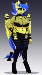  2018 anthro areola big_breasts black_lipstick blue_eyes blue_hair boots bow breasts clothing collar equine eyeshadow fan_character female fishnet footwear gloves goth hair high_heels legwear lemon_frost_(oc) lipstick makeup mammal miniskirt my_little_pony nipple_piercing nipples pegasus piercing replica_(artist) shoes skirt skull socks spiked_collar spikes thong thot wings 