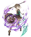  aqua_eyes armpits bangs bare_shoulders blunt_bangs brown_hair cage chain dress fingerless_gloves full_body gloves gretel_(sinoalice) hairband hansel_(sinoalice) ji_no looking_at_viewer official_art pantyhose ribbon shoes sinoalice solo transparent_background 