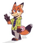  2018 anthro canine clothed clothing disney fox fur green_eyes kiminukii male mammal nick_wilde simple_background zootopia 