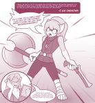  age_difference ask_blog axe canine child english_text eyewear female fox glasses gun karma_faye mammal marik_azemus34 mature_(disambiguation) melee_weapon monochrome ranged_weapon screaming text weapon young 