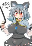  animal_ears blush breasts commentary confused eyebrows_visible_through_hair grey_hair highres huge_breasts large_breasts looking_at_viewer nazrin open_mouth panties red_eyes rindou_(p41neko) thick_eyebrows touhou translated underwear 
