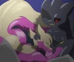  2018 banette erection fellatio fur jester_the_banette male male/male mammal nintendo oral penis pok&eacute;mon pok&eacute;mon_(species) purple_fur screamoshaymin sex skunk stunky sucking thomas_whitaker video_games whiskers zipper 