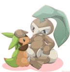  2016 ambiguous_gender chespin duo nintendo nuzleaf open_mouth pok&eacute;mon pok&eacute;mon_(species) simple_background type video_games white_background 