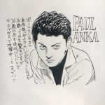  character_name commentary_request curly_hair highres male_focus marker_(medium) monochrome paul_anka photo real_life solo traditional_media translation_request upper_body urasawa_naoki 