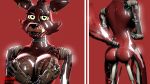  3d_(artwork) animatronic anthro bexstinsfm big_breasts big_butt breasts butt canine crossgender cybernetics digital_media_(artwork) female five_nights_at_freddy&#039;s fox foxy_(fnaf) hair looking_at_viewer machine mammal nipples nude pose robot simple_background solo source_filmmaker standing video_games 