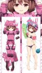  :t animal_hat arm_up arms_up bangs bare_legs barefoot bed_sheet bikini black_bikini black_footwear blush boots breasts brown_hair bullpup bunny_hat closed_mouth collarbone commentary_request cross-laced_footwear dakimakura eyebrows_visible_through_hair fingernails fur-trimmed_jacket fur_trim gloves goggles goggles_on_headwear gun hair_between_eyes hands_on_headwear hat highres holding inflatable_armbands jacket lace-up_boots llenn_(sao) long_sleeves lying menggongfang multiple_views navel on_back p-chan_(p-90) p90 pants parted_lips pink_gloves pink_hat pink_jacket pink_pants pout red_eyes short_hair small_breasts snorkel submachine_gun swimsuit sword_art_online sword_art_online_alternative:_gun_gale_online trigger_discipline weapon 