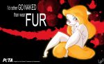  3_toes animaniacs anthro blonde_hair blush covering covering_breasts female fur hair humor jimsam-x looking_at_viewer mammal minerva_mink mink mustelid nude peta pun signature solo text toes warner_brothers white_fur 