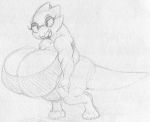  2018 alphys anthro big_breasts big_butt black_and_white bra breasts buckteeth butt clothed clothing eyewear female glasses huge_breasts hyper hyper_breasts lizard monochrome non-mammal_breasts overweight reptile sbshouseofpancakes scalie simple_background slightly_chubby solo teeth thick_thighs tight_clothing undertale underwear video_games white_background wide_hips 