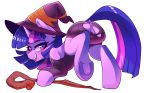  2018 absurd_res anus blush butt clothing collaboration digital_media_(artwork) equine female feral friendship_is_magic hair hat hi_res hooves horn livinthelife0friley mammal my_little_pony pussy simple_background solo sourspot torn_clothing twilight_sparkle_(mlp) underhoof unicorn white_background 