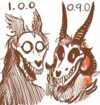  2018 ambiguous_gender canine digital_media_(artwork) duo fur horn kea_(artist) looking_at_viewer malo_0.9 mammal monster scp-1471 scp_foundation simple_background sketch skull smile teeth 