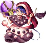  :3 antinomy_of_common_flowers blue_eyes blue_hair capelet chain chained doremy_sweet eyebrows_visible_through_hair harukawa_moe hat key lock nightcap official_art open_mouth pom_pom_(clothes) shaded_face smug touhou transparent_background 