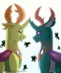  2018 antlers brothers changeling feral friendship_is_magic horn inuhoshi-to-darkpen male my_little_pony pharynx_(mlp) scar sibling simple_background smile thorax_(mlp) white_background 