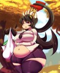  belly big_butt black_hair breasts butt clothed clothing female filia food hair hi_res humanoid not_furry open_mouth overweight overweight_female red_eyes samson sharp_teeth skullgirls solo teeth tight_clothing trinity-fate62 