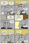  2018 anthro clothed clothing comic dialogue elephant english_text eyes_closed father male mammal mature_male parent ragdoll_(study_partners) son speech_bubble study_partners text thunderouserections trunk tusks young 