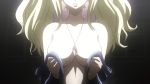  1girl animated animated_gif blonde_hair bodysuit bouncing_breasts breasts code_geass code_geass:_boukoku_no_akito dog_tags dressing large_breasts leila_malcal long_hair no_bra pilot_suit twintails zipper 