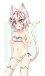  animal_ears blue_eyes blush breasts highres kouriiko lingerie original self_upload short_hair small_breasts tail thighhighs transparent_background underwear white_hair 