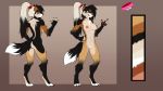  2018 4_toes 5_fingers anthro barefoot biped black_claws black_fur black_hair black_tail blue_eyes breasts brown_fur brown_nose canine claws collar color_swatch digital_media_(artwork) digitigrade dipstick_tail female fingerless_(marking) fur gorsha_pendragon hair hand_on_hip licking licking_lips long_hair looking_at_viewer mammal model_sheet multicolored_fur multicolored_hair multicolored_tail multiple_angles nipple_piercing nipples nude piercing pink_nipples pink_tongue ponytail pussy simple_background solo standing tan_fur toe_claws toes tongue tongue_out two_tone_hair two_tone_tail white_fur white_hair white_tail 