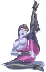  1girl armor blue_hair blue_skin breasts overwatch pussy pussy_spread widowmaker_(overwatch) yellow_eyes 
