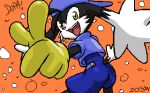  2004 anthro clothing gloves is_(artist) klonoa klonoa_(series) looking_at_viewer male orange_background simple_background yellow_eyes 