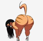  anthro big_butt black_hair butt cat clothing feline footwear fur hair high_heels mammal mrs._katswell nickelodeon orange_fur plantigrade rear_view shoes simple_background slightly_chubby solo stripes t.u.f.f._puppy thick_thighs unknown_artist 