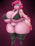  2018 anthro big_breasts bikini breasts clothing deep_navel earth_pony equine female friendship_is_magic horse huge_breasts huge_hips hyper hyper_breasts hyperstorm_h mammal my_little_pony overweight overweight_female phurie pinkie_pie_(mlp) pony slightly_chubby swimsuit thick_thighs wide_hips 