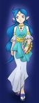  blue_eyes blue_hair bracelets dress feet harp instrument jewelry long_hair lots_of_jewelry nayru pointy_ears sandals the_legend_of_zelda tiara 