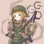  blonde_hair camouflage fukaziroh_(sao) gloves grenade_launcher hair_bun helmet knife knife_in_hair mgl-140 rightony_&amp;_leftania sword_art_online sword_art_online_alternative:_gun_gale_online trench_knife user_pypn2283 vest weapon 