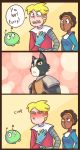  2018 alien anthro avocato blush cat clothing comic dialogue feline female final_space fur gary_(final_space) hi_res human jamoncillopiloncillo male male/male mammal mooncake_(final_space) quinn_(final_space) 