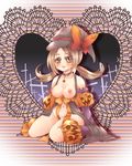  1girl blush breasts halloween hat kotone_(pokemon) lyra nintendo pokemon pokemon_(game) pokemon_hgss solo witch_hat 