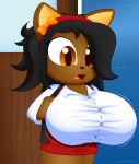  anthro areola big_breasts breast_expansion breasts clothed clothing feline female fur gloves hair huge_breasts hyper hyper_breasts mammal nipples savanna shocked slickehedge solo sonic_(series) student video_games voyeur wardrobe_malfunction 