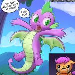  cloud crying dragon equine fangs female friendship_is_magic fur horse invalid_background lumineko male mammal my_little_pony orange_fur pegasus pony scootaloo_(mlp) spike_(mlp) spikes tears text the_binding_of_isaac wings young 